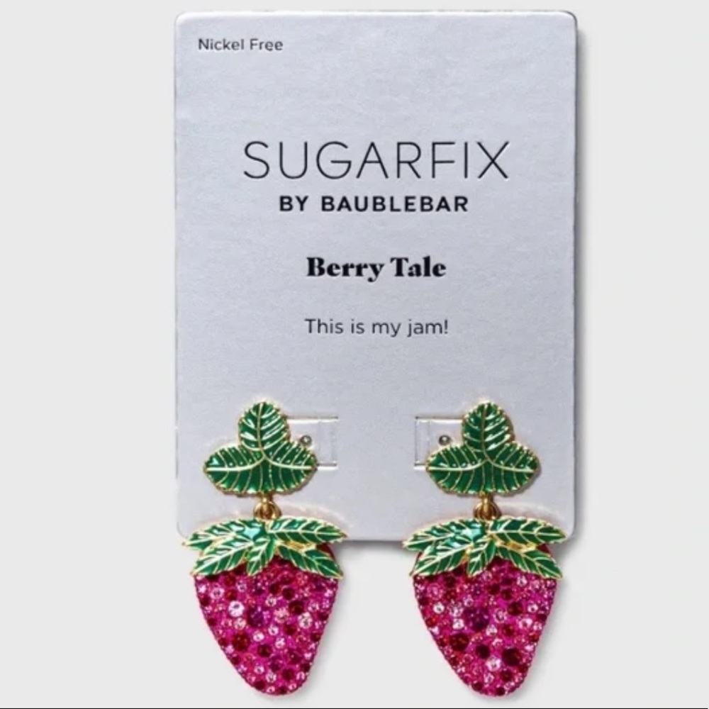 3/$25 SUGARFIX By BaubleBar Crystal Strawberry Drop Earrings